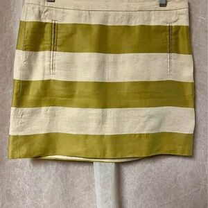 J Crew size 2 Striped Green and Cream Women's Skirt